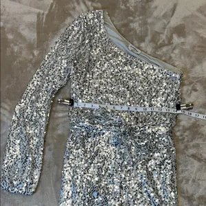 Bebe Silver Asymmetrical Sequin Bodycon‎ Dress thumbnail 9