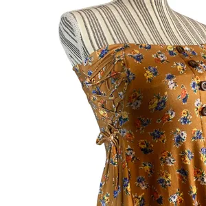 ASOS Tan Floral Front Slit Strapless Summer Dress Convertible Skirt Women Sz 4 thumbnail 6