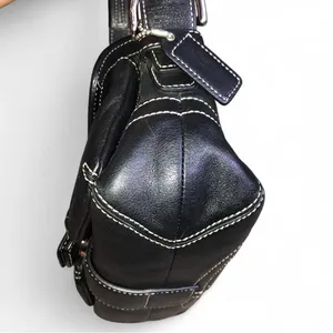 Black Leather Shoulder Bag with Buckle Detail thumbnail 11