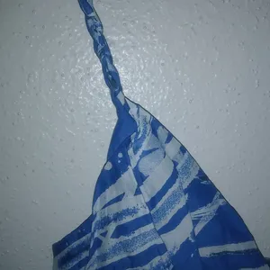 Old Navy L Sleeveless Rope Straps Pocketed Aloha Maxi Dress in Blue White thumbnail 4