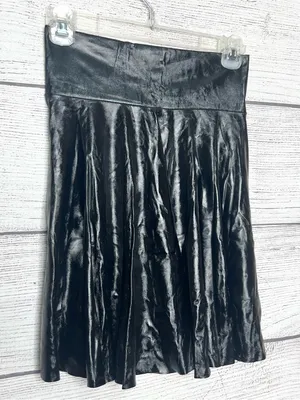 Black Shiny Wet Look Faux Leather Stretch A-Line Flared Skater Skirt Size Small thumbnail 3