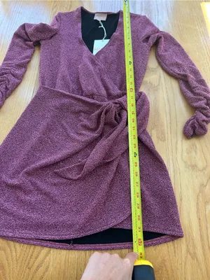 Show‎ Me Your Mumu Kimora Mini Dress S Pink Shimmy Shine Metallic Wrap NWT thumbnail 8