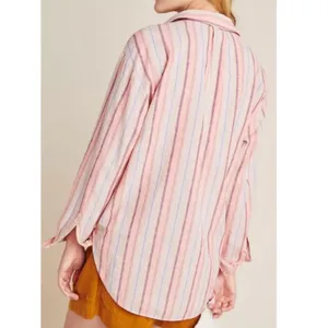 Anthropologie Maeve Lisa striped linen blend top‎ Sz S thumbnail 2