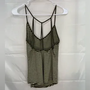 Derek Heart women’s green white strappy v-neck stretch casual tank top summer‎ M thumbnail 5