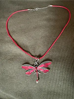 Red Dragonfly Pendant Necklace - Women's Jewelry thumbnail 1