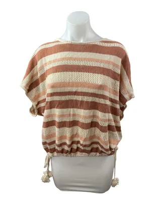 Anthropologie Womens Multicolor Striped Knit Side Tie Boho Poncho Sweater Top OS thumbnail 1