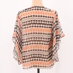 Southwestern Print Sheer Kimono Size S Lightweight Tie Front Cover Up Geometric thumbnail 2
