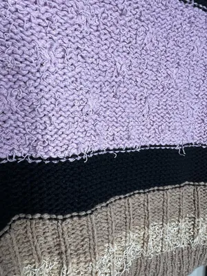 Urban Outfitters Beau Boat neck Striped Colorblock‎ Knit Textured Ballon Sleeve Crop Sweater thumbnail 7