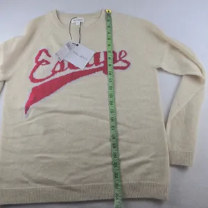 SPRING + MERCER NWT Cream Cashmere Sweater Red‎ Escape Script Logo Size Large Red thumbnail 9