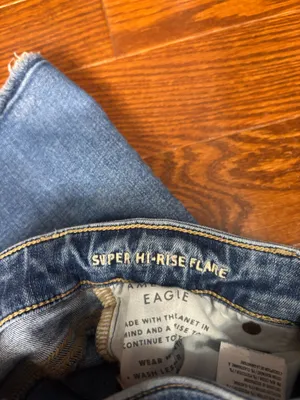 American eagle super hi rise stretch flare jeans size 0 short thumbnail 5