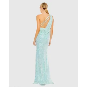 IEENA for Mac Duggal Gown Aqua Iridescent Sequin One Shoulder Dress Prom Women 2 thumbnail 2