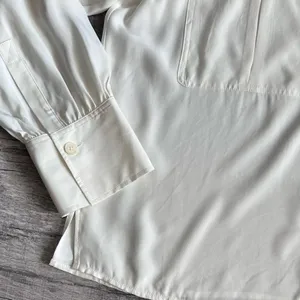 Madewell NEW 100% Silk Utility Pocket Button Up Shirt Women XL Cream Classic thumbnail 6