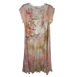 Fairycore Whimsical Butterfly Boho Floral Maxi Dress Crinkle Sheer Romantic XL thumbnail 6