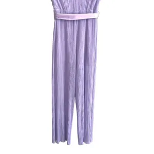 Alice + Olivia Mitsue Plissé Jumpsuit 2 Lilac Pleated Wide Leg Belted thumbnail 7
