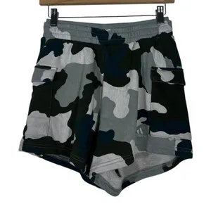 Adidas Camo Cargo French Terry Shorts Grey Black Camouflage Utility Size S thumbnail 1