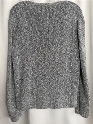 M.M. LAFLEUR The Butler Crewneck Sweater Knit Boucle Black White Medium thumbnail 3
