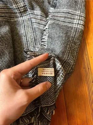 Gray Plaid Fringe Blanket Scarf thumbnail 5