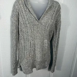 Lauren Ralph Lauren Cable Cotton Hooded Poncho Sweater Size Small NWT thumbnail 5
