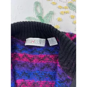 Vintage Kerri Kelsey Mohair Wool Zip Cardigan Sweater‎ Pink Purple Chevron Small thumbnail 5