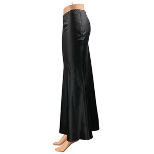 NEW Commense Women's Black Silky Satin Elastic Waist Maxi Mermaid Slip Skirt XS thumbnail 2