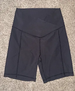 WILO The Label Women's High-Waist Crossover Athletic Biker Shorts in Black thumbnail 1