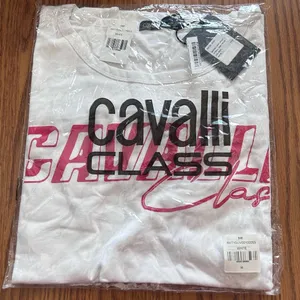 NWT Cavalli Class by Roberto Cavalli Logo T-Shirt Minidress White Size Medium thumbnail 3