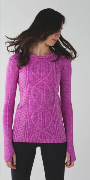 lululemon Magenta Crew Neck womens long sleeve top Rest Less Pullover thumbnail 1
