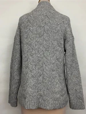 Joie Gray Cable Knit Mock Neck Sweater relaxed fit XL thumbnail 2