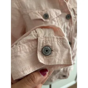 Jones New York Linen Jacket Medium Pink JNY Button Up Trucker Lightweight thumbnail 4