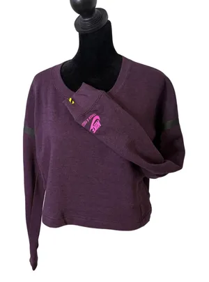 Nike Track & Field Purple Cropped Sweatshirt‎ Cozy Fleece Pullover Boxy Size M thumbnail 1
