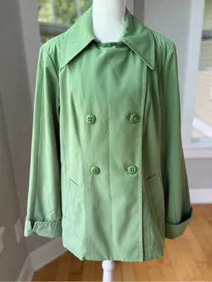 Croft & Barrow Light Green Short Trench Coat Size XL thumbnail 10