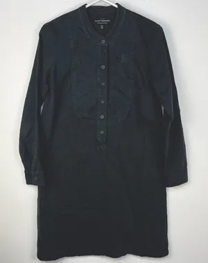 Lucky Brand Popover Dress Black Embroidered Denim Pullover Long Sleeve Y2K XS thumbnail 1