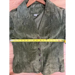 VTG Live A Little Green Suede Leather Jacket Wm MD Boho Y2K 90 Punk Gilmore Girl thumbnail 12