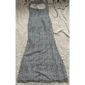 Custom Sz 2/4 Oscar Design Black White Prom Homecoming Formal Maxi Halter Dress thumbnail 5