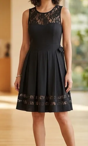 Guess Elegant Black Lace Midi Dress thumbnail 1