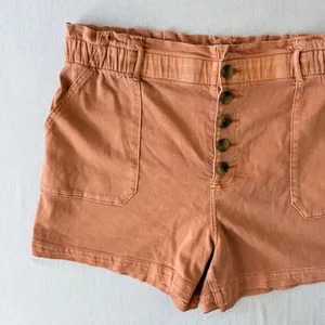 American Eagle Mom Shorts Womens 18 Orange Button Fly High Waisted Stretch Twill thumbnail 7