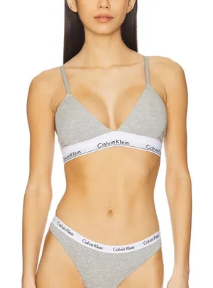 Calvin Klein Icon Cotton Modal Lined Triangle cotton bralette Heather logo thumbnail 1