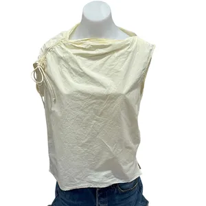 Tory Burch Butter Yellow Ruched Top SIZE 8 Office Work Cotton Designer $348 thumbnail 7