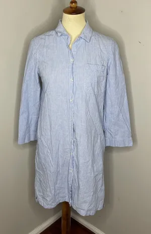 Barbour Seaglow Stripe‎ Cotton & Linen Shirtdress Sz 6 thumbnail 1