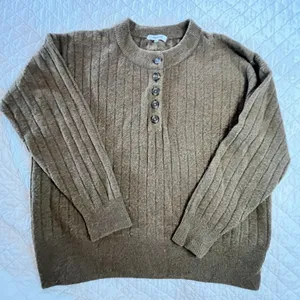 Madewell Bowden Sweater Womens Size L Brown Henley Wool Alpaca thumbnail 1