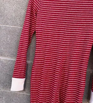 Abercrombie Red White Striped Thermal Henley Buttondown Pajamas thumbnail 4