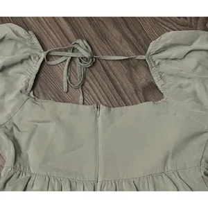 Shinestar Sage Green Tiered Babydoll Dress‎ Peasant Cottagecore Earthy Neutral thumbnail 9