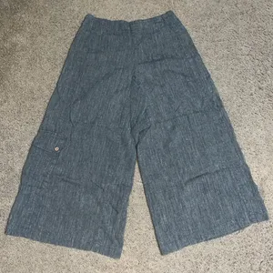 Yuvita Lagenlook Wide Leg Crop Cargo Culotte Pant Gray‎ Small thumbnail 7