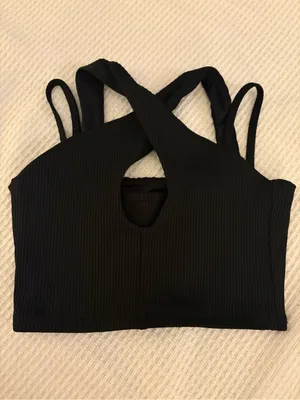Year of Ours Black Crisscross Double-Strap Crop Bralette thumbnail 6