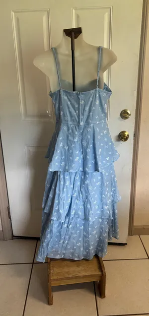 NWT Large Trixxi light blue floral tiered maxi cottagecore-inspired dress thumbnail 2
