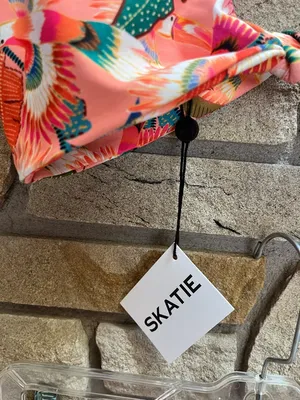 Skatie Bel Air Coral Paradise Print Bikini Top L Salty high rise bottoms xl NWT thumbnail 3