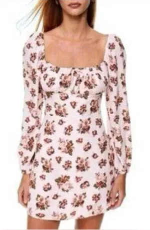 Sunday Best Aritzia Pink Floral Delilah Mini Dress Long Sleeve size Small‎ thumbnail 1
