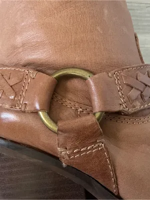 Lucky brand Ethelda knee high boots tan leather harness ring buckle size 6.5 thumbnail 8