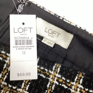 Loft Outlet Checkered Tweed Mini Skirt Wrap Style Size 12 NEW! Retail $69.99 thumbnail 4