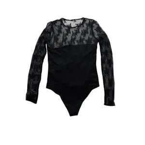 Abercrombie Black Lace Long Sleeve Bodysuit Small Sheer Mesh thumbnail 4